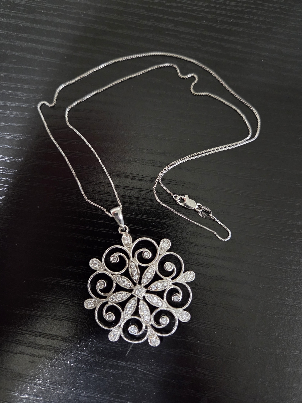ADI Sterling Silver Stamped 925 Winter Snowflake or Flower Pendant CZ Stones